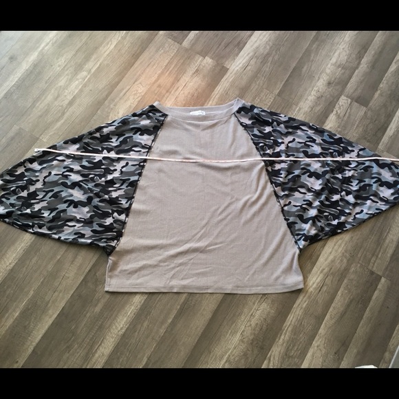 NEW Camo & Grey Off Shoulder LongSleeve Top - Picture 15 of 16